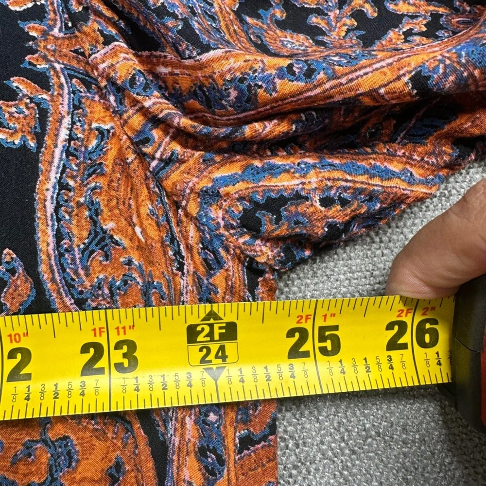 Free People Duster Cardigan Womens Medium Orange Paisley‎ Open Front